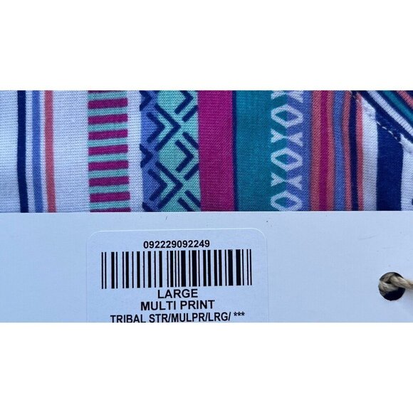 Natural Reflections Blue Tribal Stripe Multi Color Loose Fit Sleep Shirt Size L - Picture 12 of 16